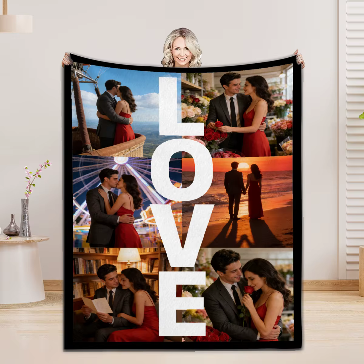 Couverture personnalisée sur mesure avec photo, en flanelle, pour lit, cadeau d'anniversaire, de mar