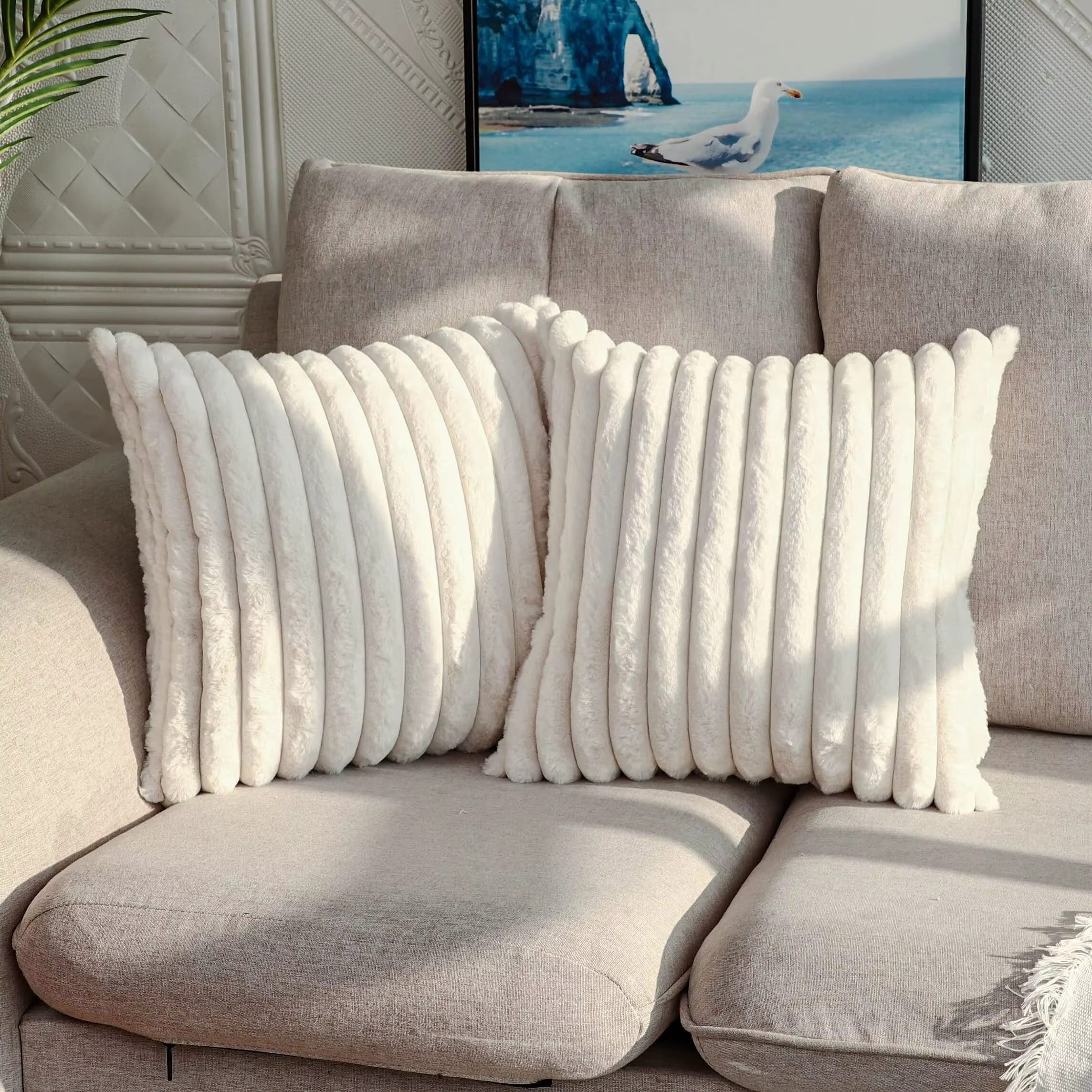 Taie d'oreiller en velours côtelé à rayures pour la décoration de la maison, tissu créatif pour la m