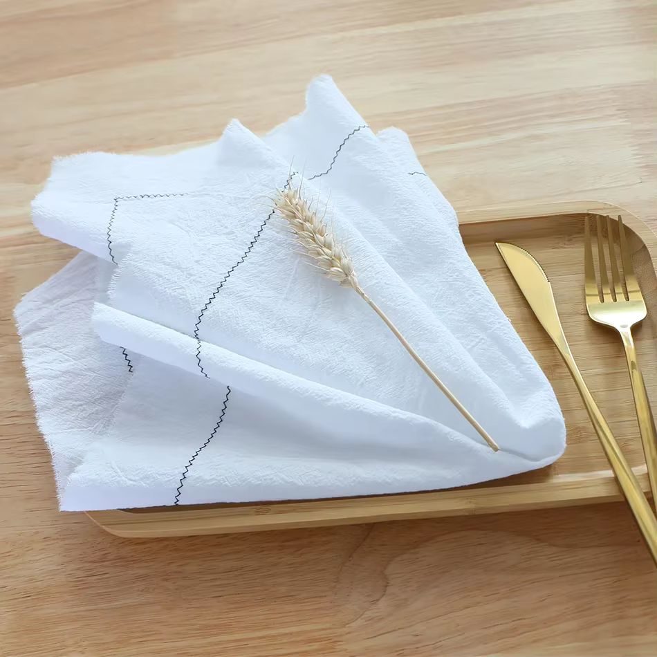 Serviettes de table brodées 100% coton, napperons classiques pour la maison, fête de mariage, banque