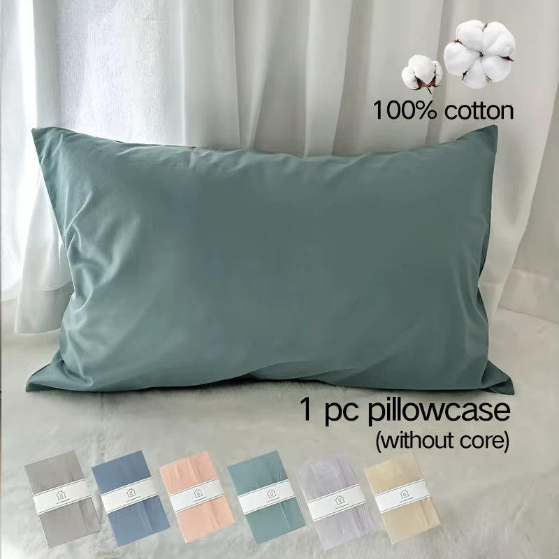 Taie d'oreiller en percale de coton 200T, 60x80cm, housse de coussin, douce et confortable, housse d