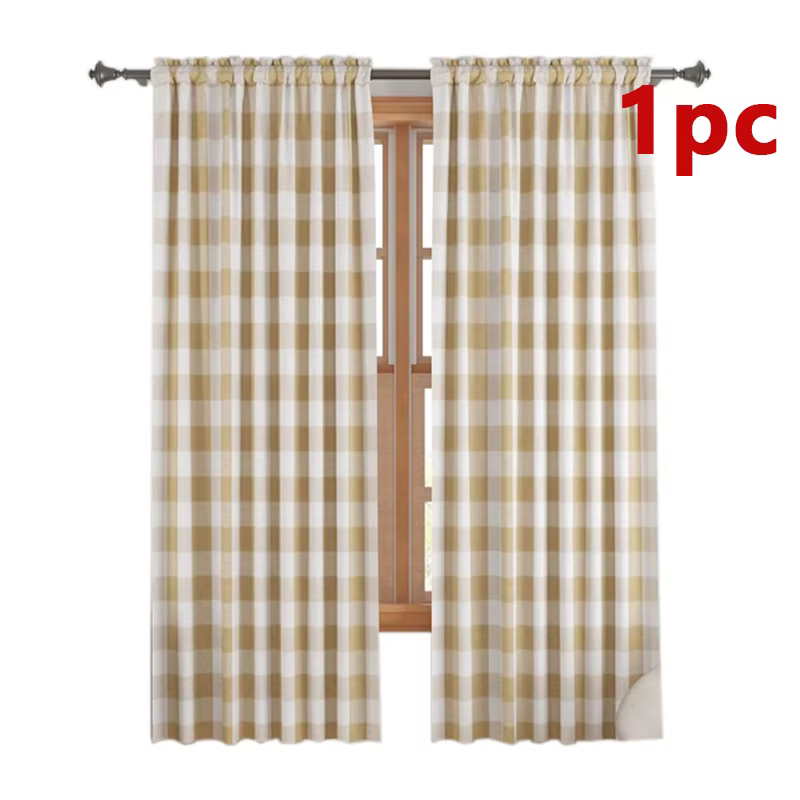 Rideaux de Poteau à Grille Transversale, Kaki, 1 Pièce, Adaptés aux Chambres, Salons et Salles d'Étu