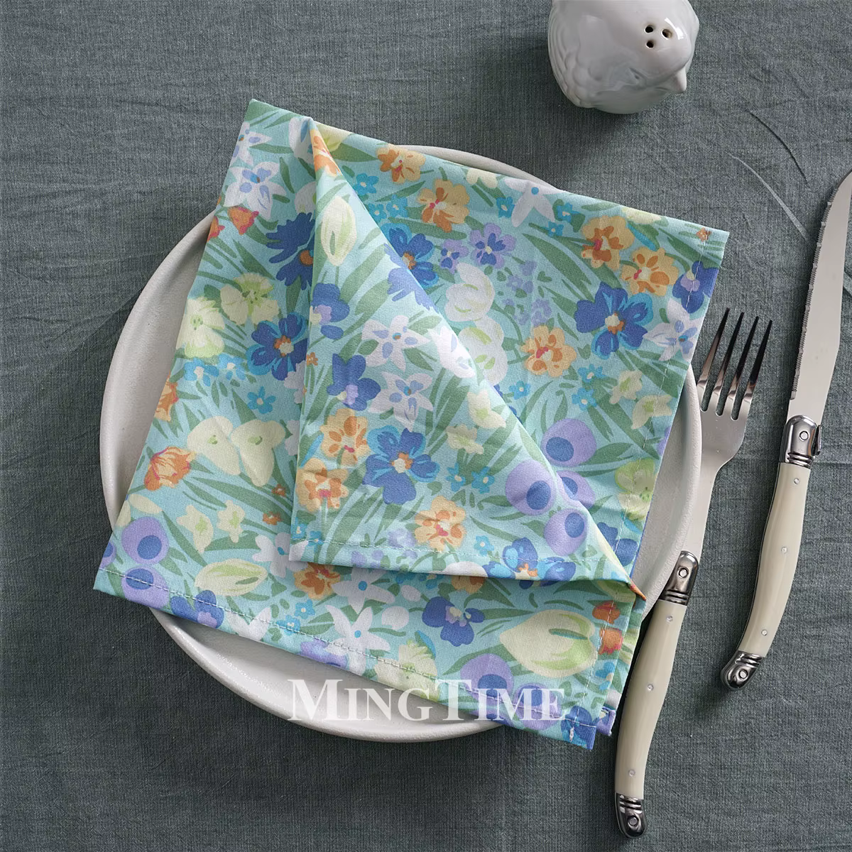 Serviettes de table carrées en tissu 100 % coton imprimé 42x42cm, douces et décoratives, pour mariag