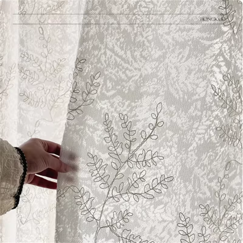 Rideaux romantiques en gaze jacquard blanche pour balcon, rideaux en double gaze pour salon, salle à