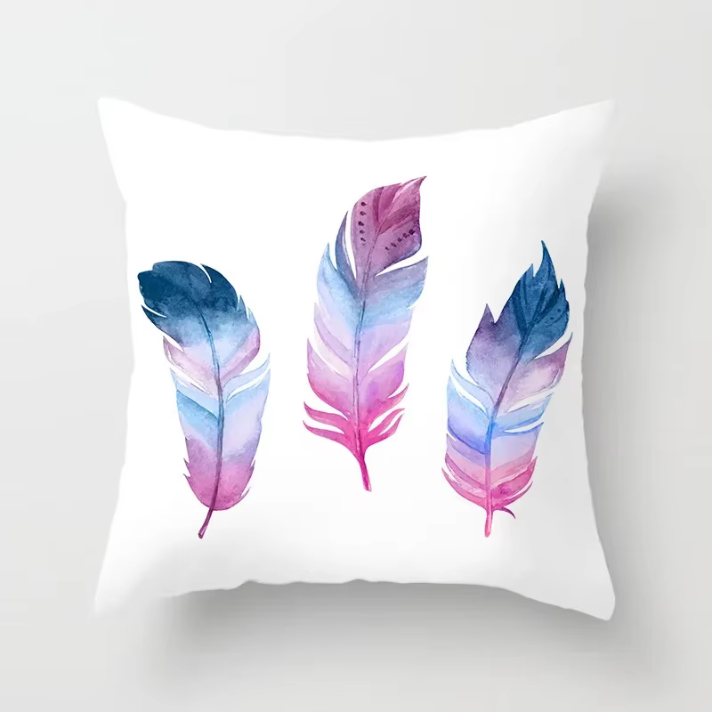 Juste de coussin à motif de plumes, voiture, maison, canapé-lit