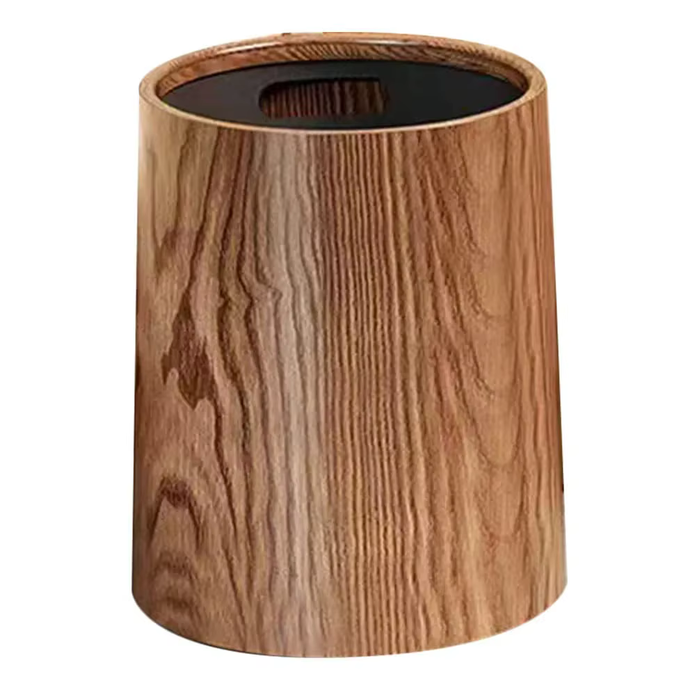 Poubelle élégante en imitation bois, design ouvert, durable et compacte, idéale pour la maison, le b