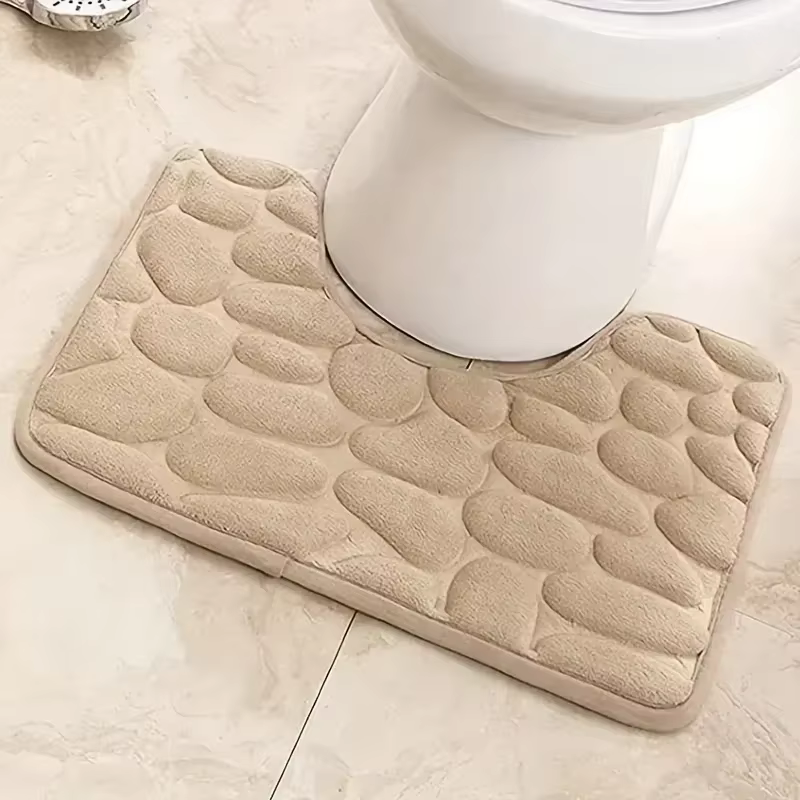 Tapis de sol absorbant en forme de U, motif de galets, tapis d'entrée de maison, chambre à coucher, 