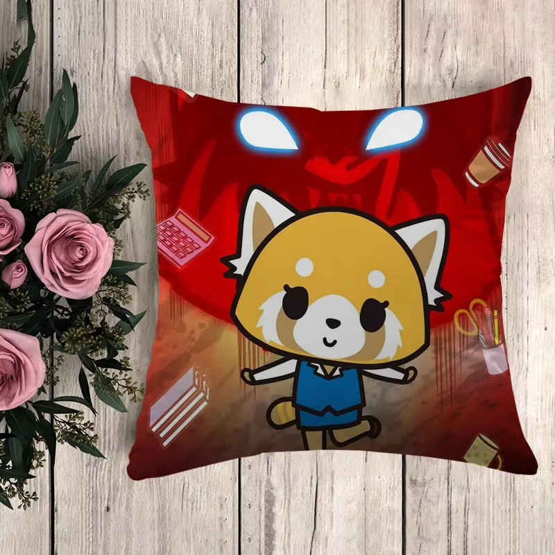 Taie d'oreiller de couple Aggretsuko, housse de coussin décorative pour canapé, taies d'oreiller, dé