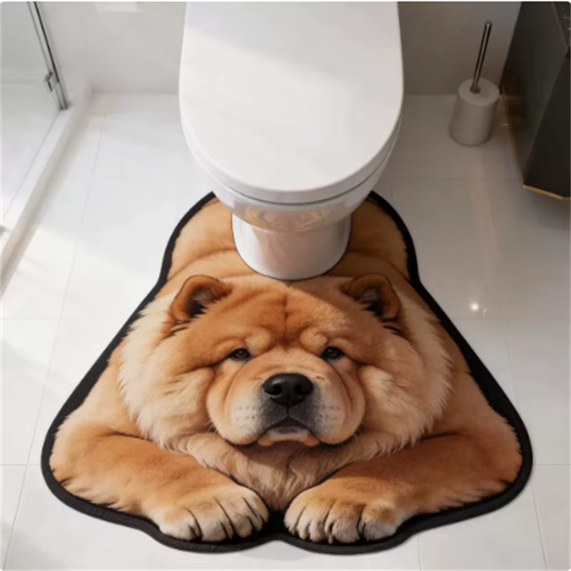Tapis de sol de salle de bain irrégulier 50x80cm motif animal, tapis de siège de toilette en U, tapi