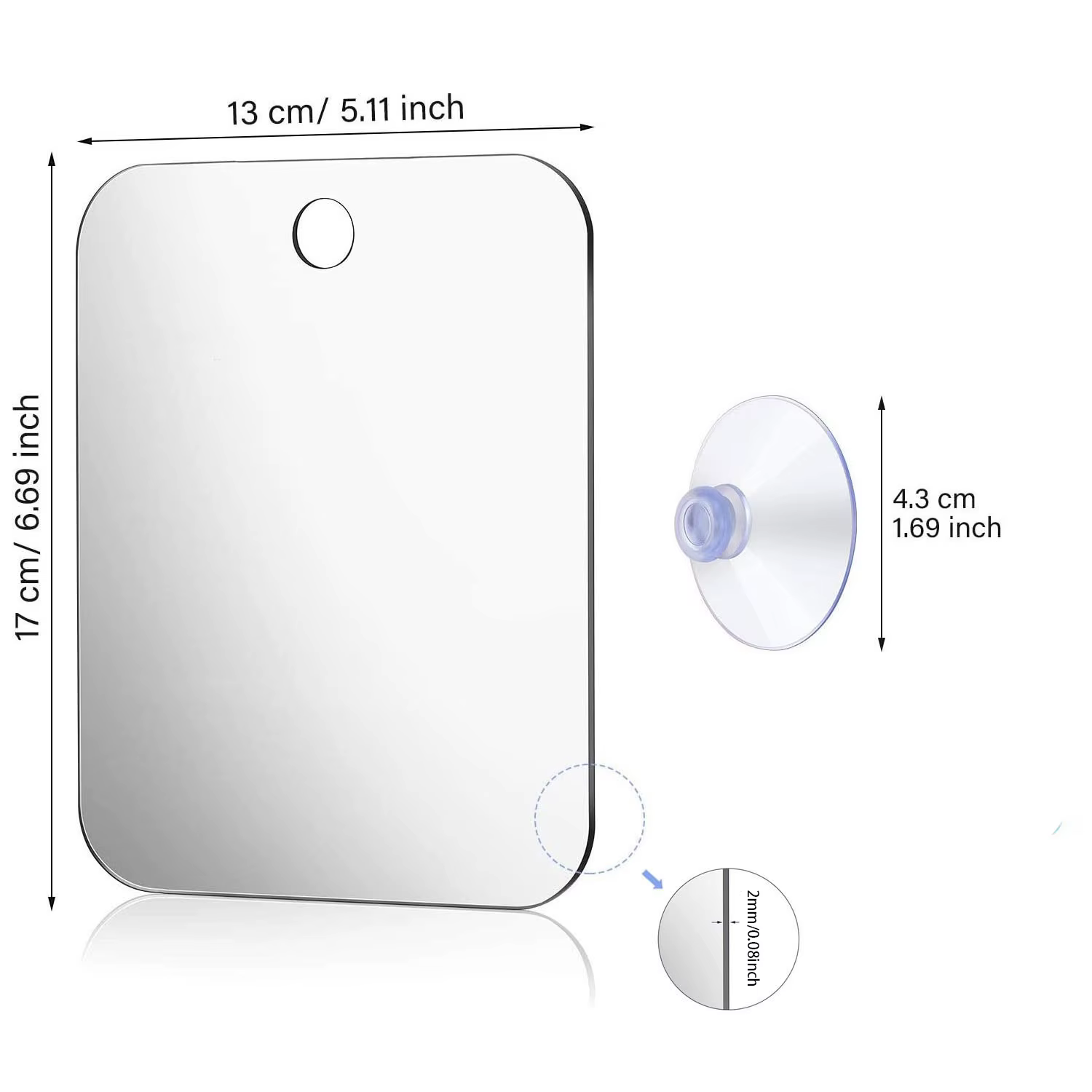 Miroir acrylique avec fixation murale, miroir de douche pour homme, maquillage pour femme, accessoir