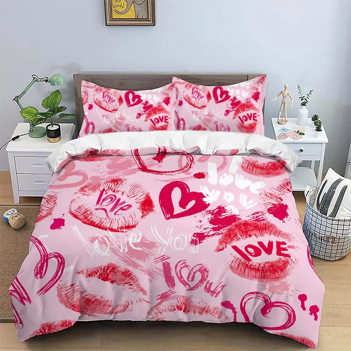 Ensemble de literie Leon Day Coussins, doux pour la peau, chaud, confortable, surface rose chaude, i