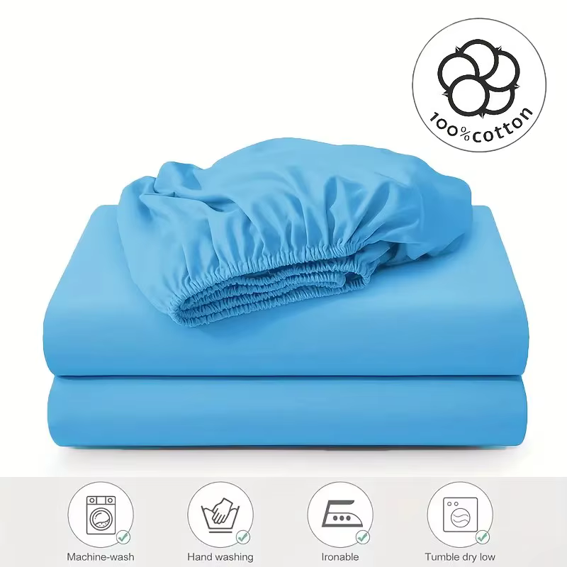 Drap-housse 100% coton, housse de matelas douce et respirante avec bandes élastiques, drap simple/Do