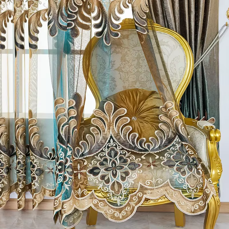HQYQJJHYR-Rideaux décoratifs en velours personnalisés de luxe, style européen, littérature, pour sal