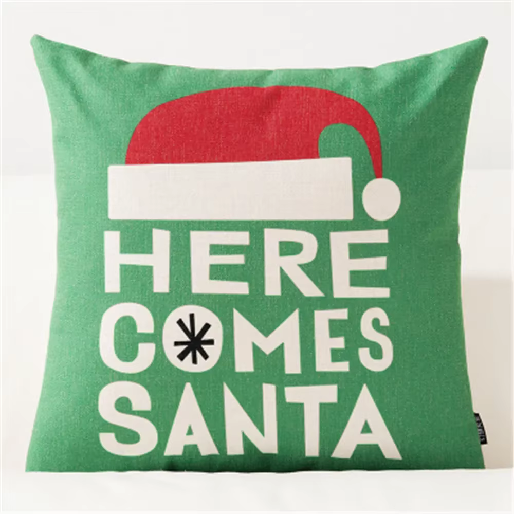 Juste de coussin en polyester joyeux Noël, décorations pour la maison, bonhomme de neige, flocon de 