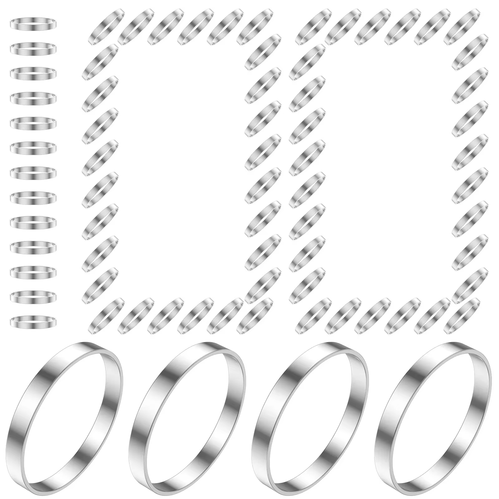Lot de 100 anneaux de serviette ronds réutilisables de 1,57 pouce, couleur argent, résistants aux do
