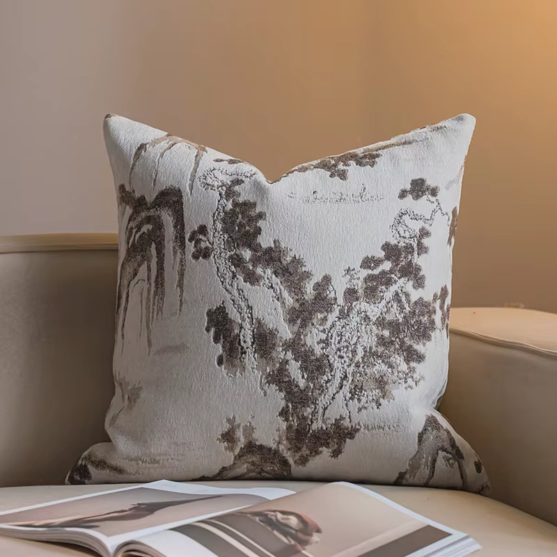 Housse de coussin de canapé de salon haut de gamme, texture chenille, jacquard géométrique, taie d'o