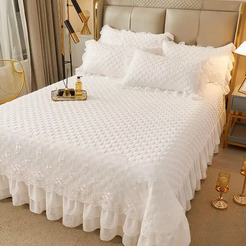 Drap de lit matelassé épais blanc, couvre-lit d'été pour Couple, 2 personnes, linge de lit de luxe, 