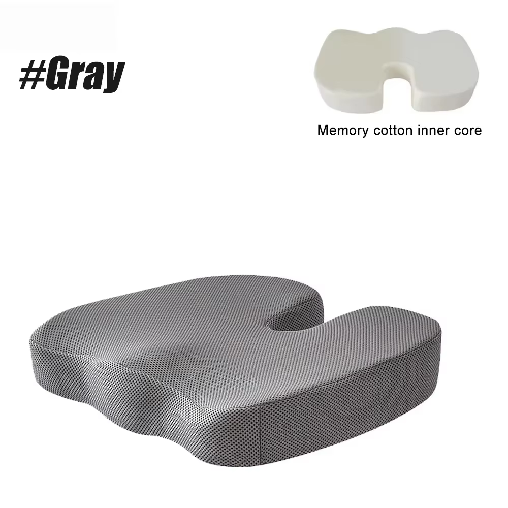 Coussin de siège de voyage en mousse à mémoire de forme, oreiller en U pour chaise, voiture, bureau,