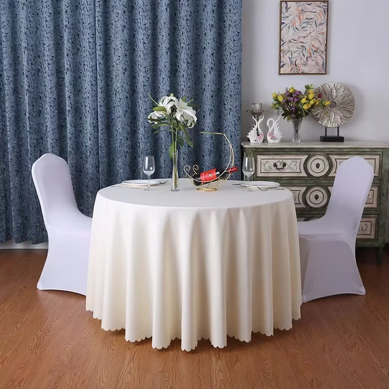Couverture de Table ronde en Polyester, décoration de mariage, couleur unie, pour Banquet, hôtel, sp