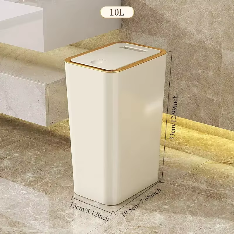 Poubelle anti-odeur pour salle de bain et cuisine – Ouverture à une touche de 10 L, design moderne, 