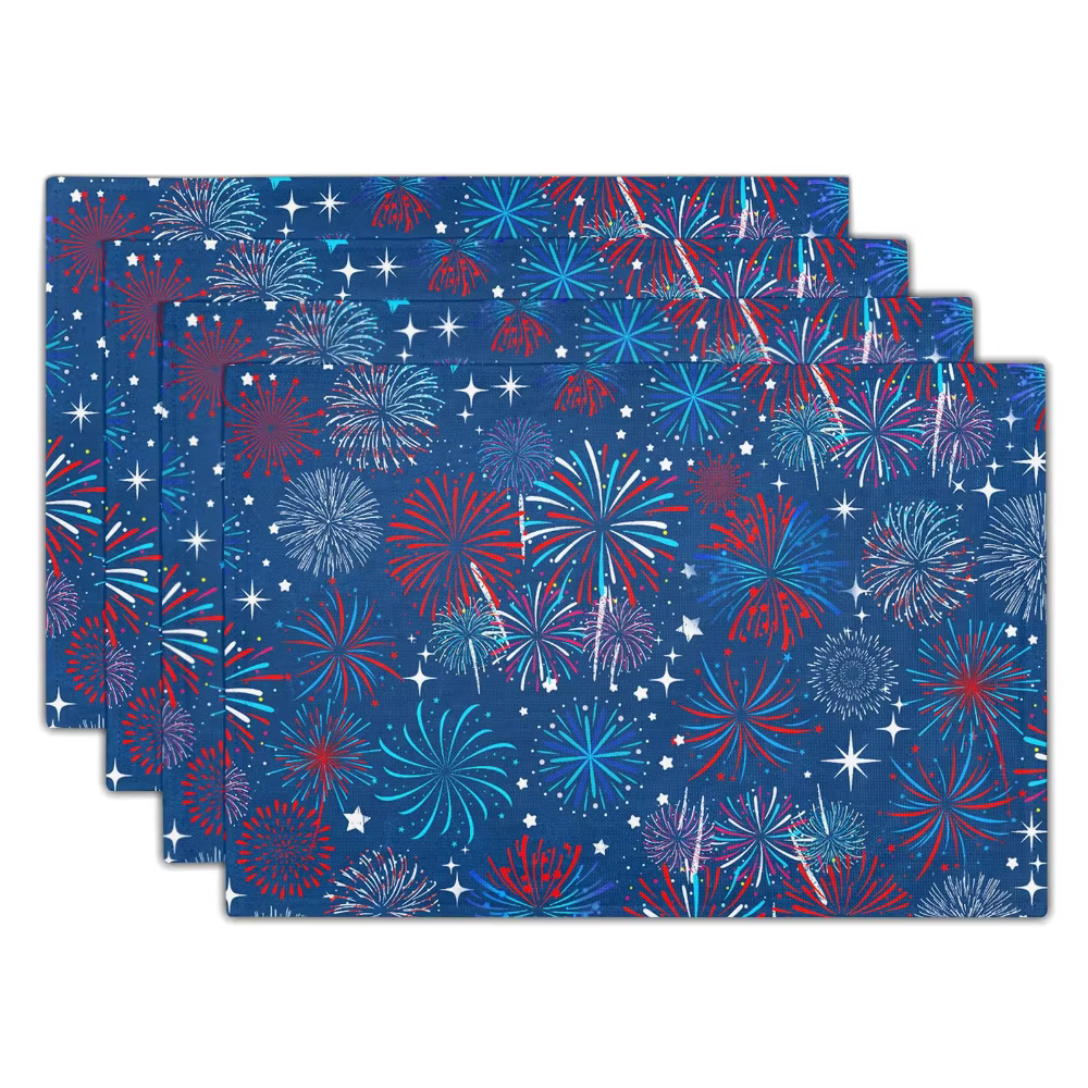 Napperons floraux bleus fleur bleu antidérapant résistant à la chaleur tapis de Table printemps été 
