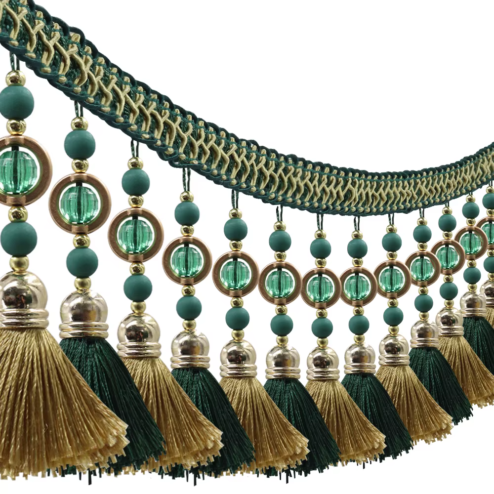 Garniture de rideau à franges perlées bicolores, 3 Yards, décoration artisanale, embellissement, con