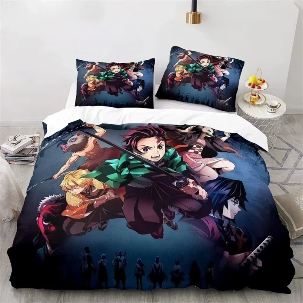 Housse de couette Demon Slayer, literie, décoration de chambre à coucher, cadeau pour enfants, lit s