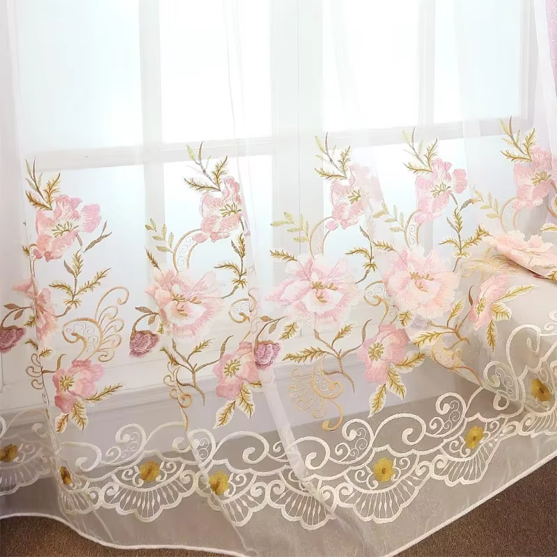 Rideaux de fenêtre français classiques pour chambre à coucher, rideaux brodés élégants de luxe europ