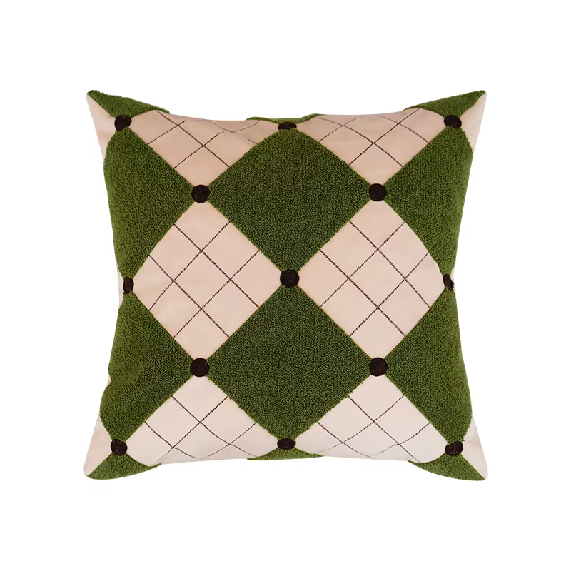 Housse de coussin moderne verte rétro brodée 45*45CM, motif géométrique rayé, pour canapé, décoratio