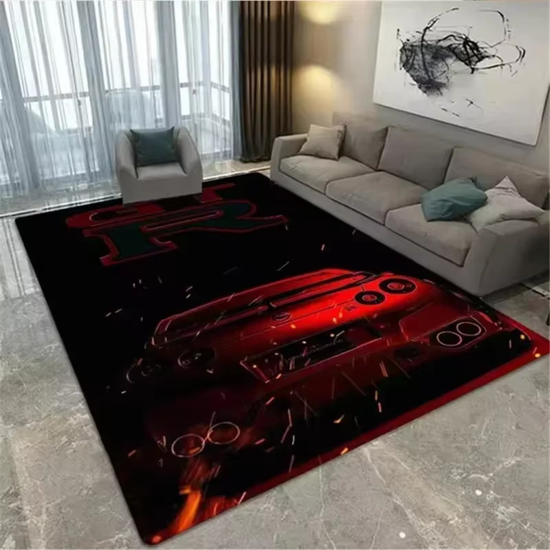 Tapis imprimé de voiture de course classique, tapis de jeu pour chambre à coucher, décoration de mai