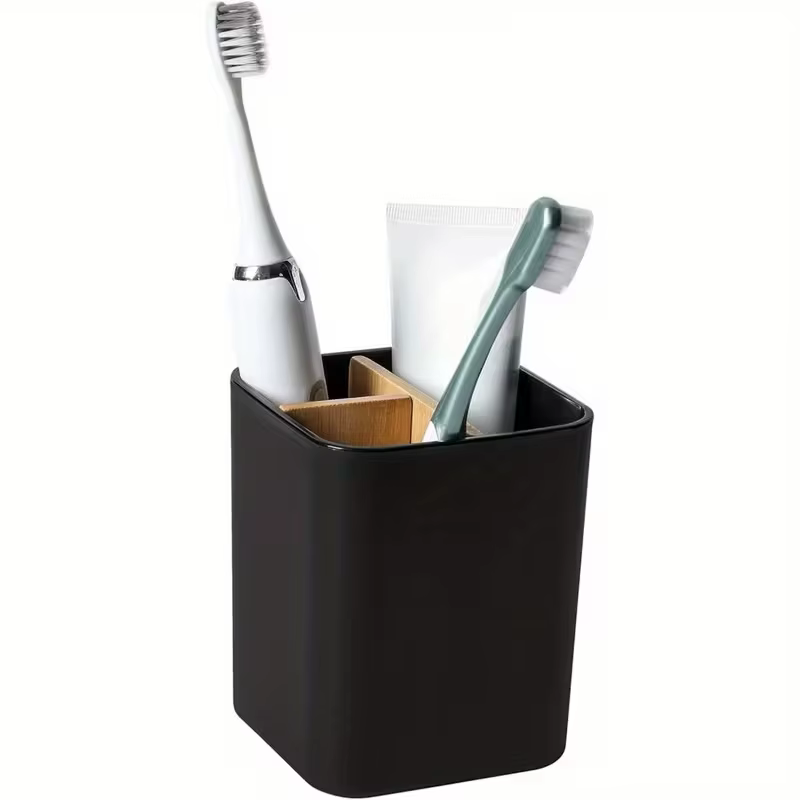 Organisateur de salle de bain à trois compartiments pour brosses à dents et dentifrice, adapté aux b