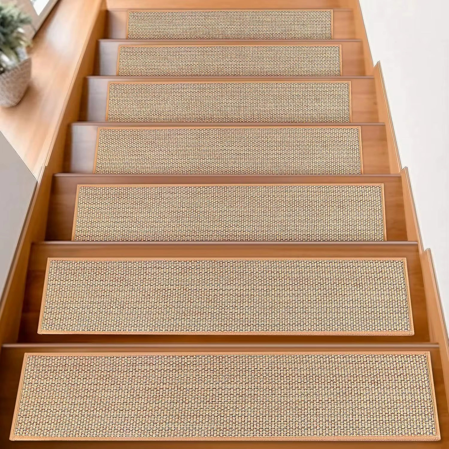Tapis d'escalier de style japonais, bandes d'escalier en Imitation lin auto-adhésives pour plancher