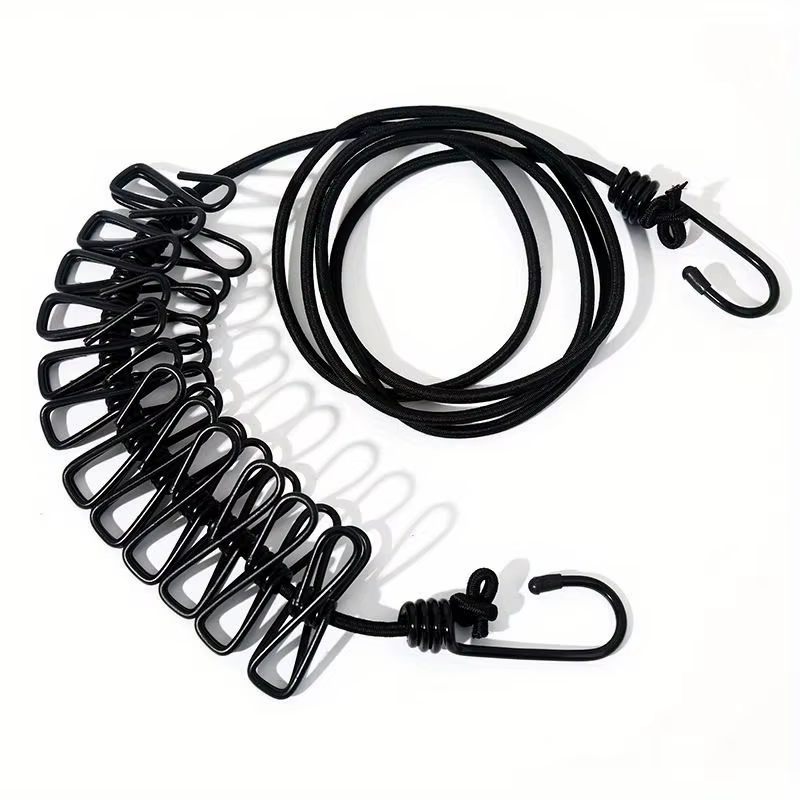 Corde à linge portable avec 12 pinces à linge, corde à linge de voyage extensible et rétractable pou