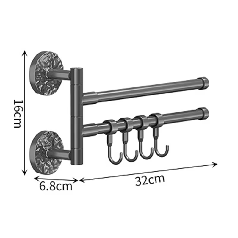 Porte-serviettes auto-adhésif pour salle de douche, porte-serviettes rotatif à 180 °, accessoires mu