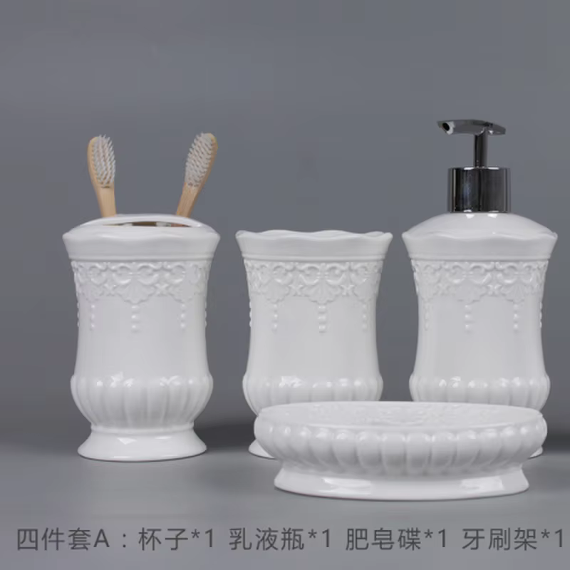 Style européen De Luxe Rose en Relief En Céramique Fournitures De Salle De Bain Porte-Brosse À Dents