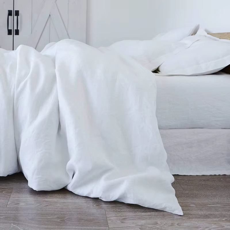 Housse de couette 100% lin, Style basique, lin lavé français naturel, couleur unie, literie de ferme