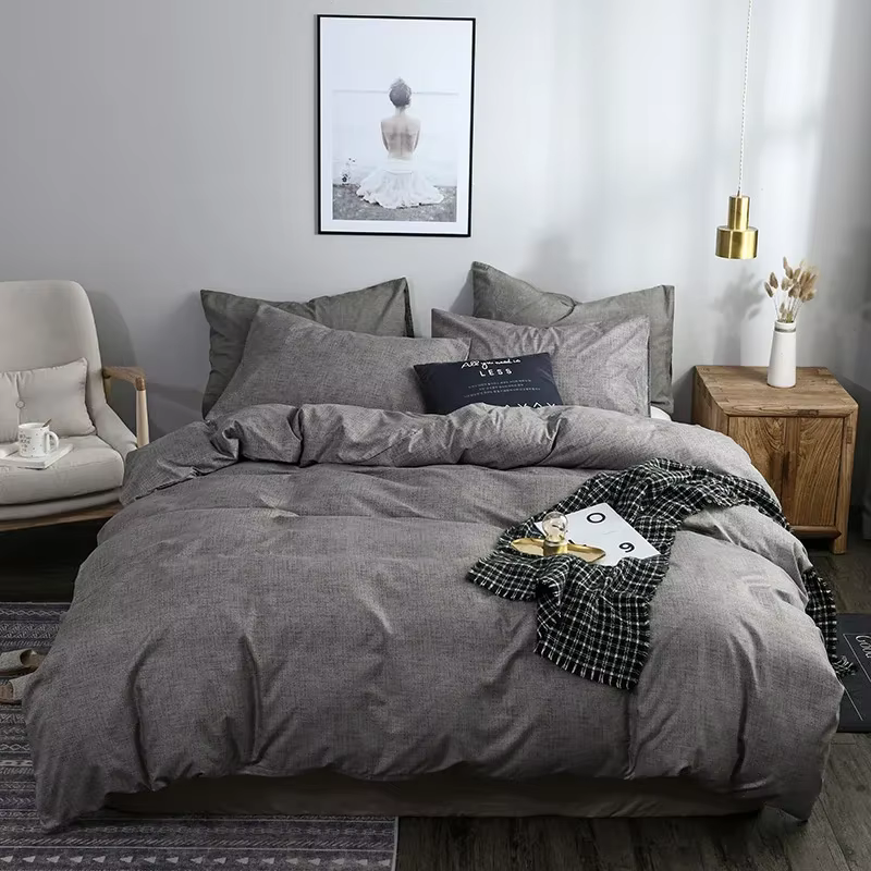Ensemble de housse de couette et taies d'oreiller, couleur unie, Super doux, Queen, King Size, simpl