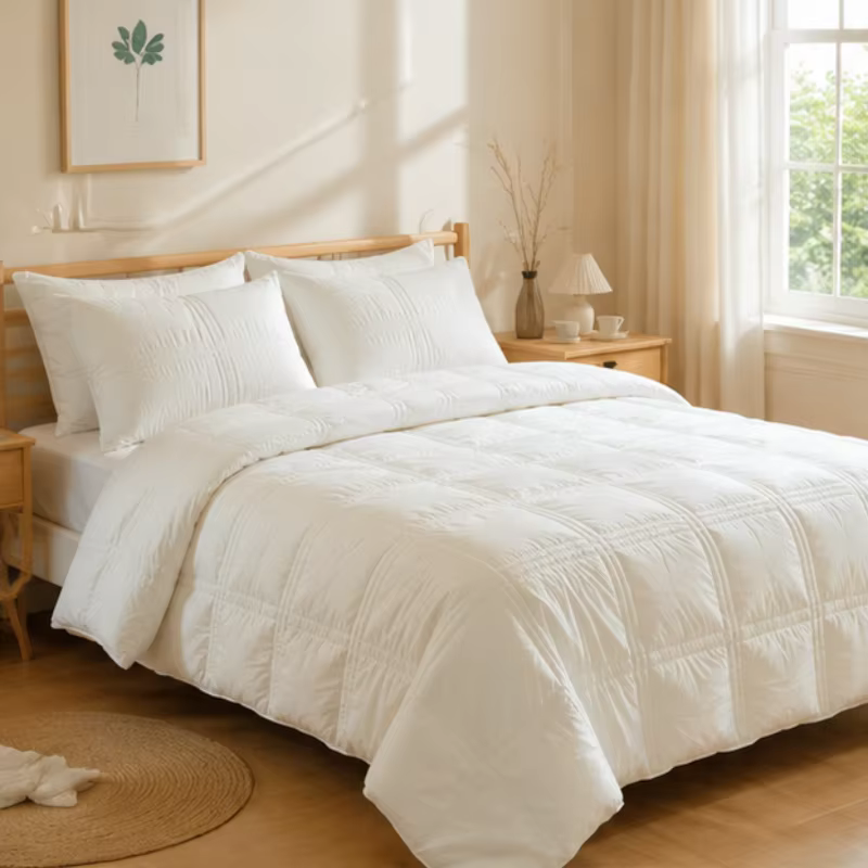 Collection de literie complète en seersucker de qualité supérieure, tissu doux et aéré, couette tout