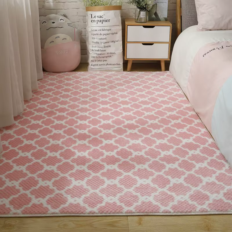 Ins chambre à coucher, salon, tapis court en peluche, plein de tapis de chevet de fille mignonne cél