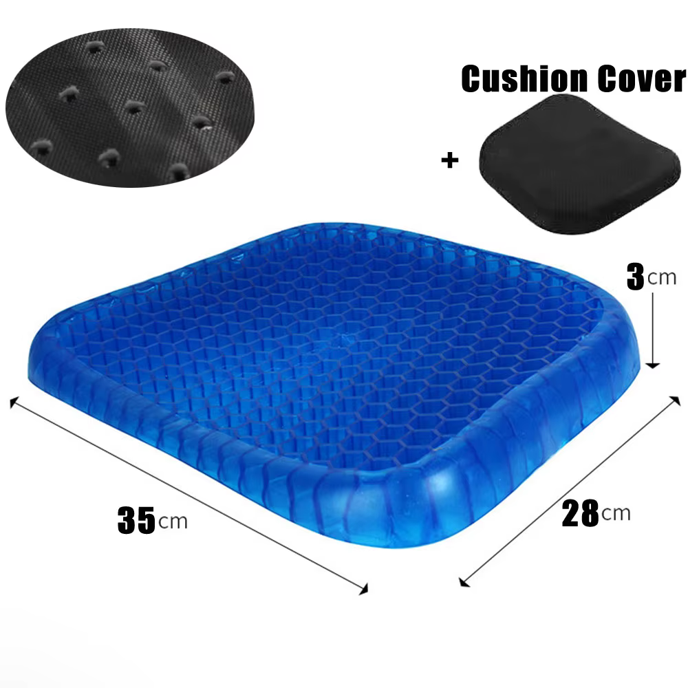 Coussin de siège respirant en gel de silicone 3D en latex, motif nid d'abeille, rafraîchissant pour 