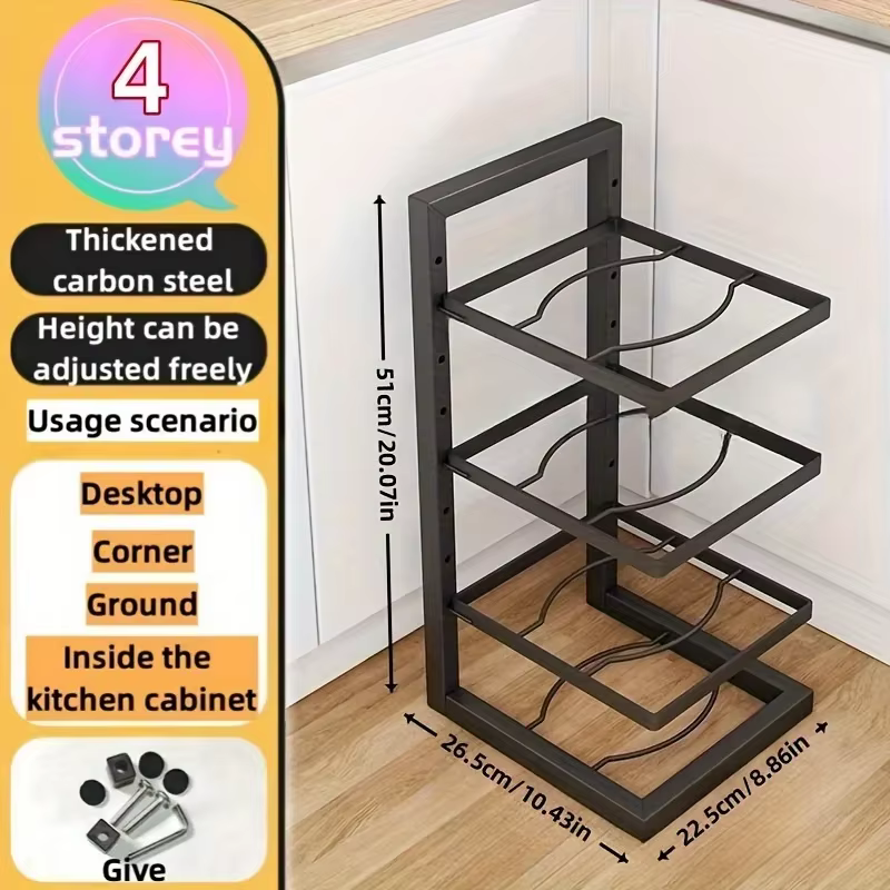 Étagère de cuisine réglable multi-niveaux sous l'évier, support robuste pour casseroles, organisateu