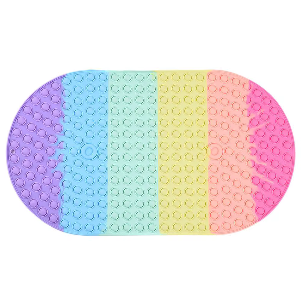 Tapis de baignoire en Silicone, forme ovale colorée, avec bulles Push Pop, antidérapant, pour salle 