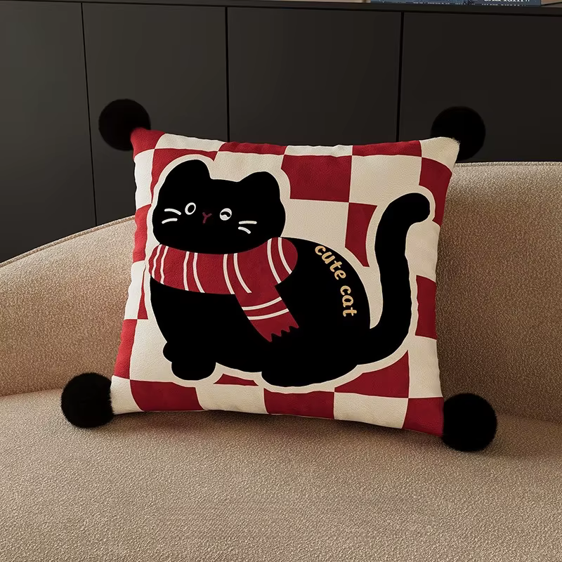 Housse de coussin lombaire rectangulaire en velours néerlandais, taie d'oreiller décorative imprimée