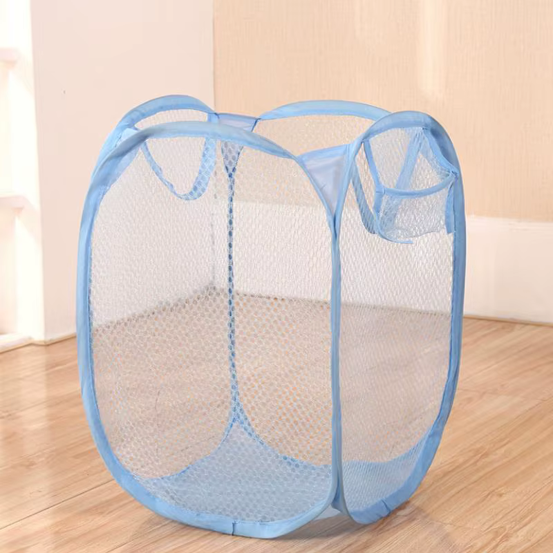 Mir à linge sale pliable en maille, panier à linge ménager monochrome et minimaliste