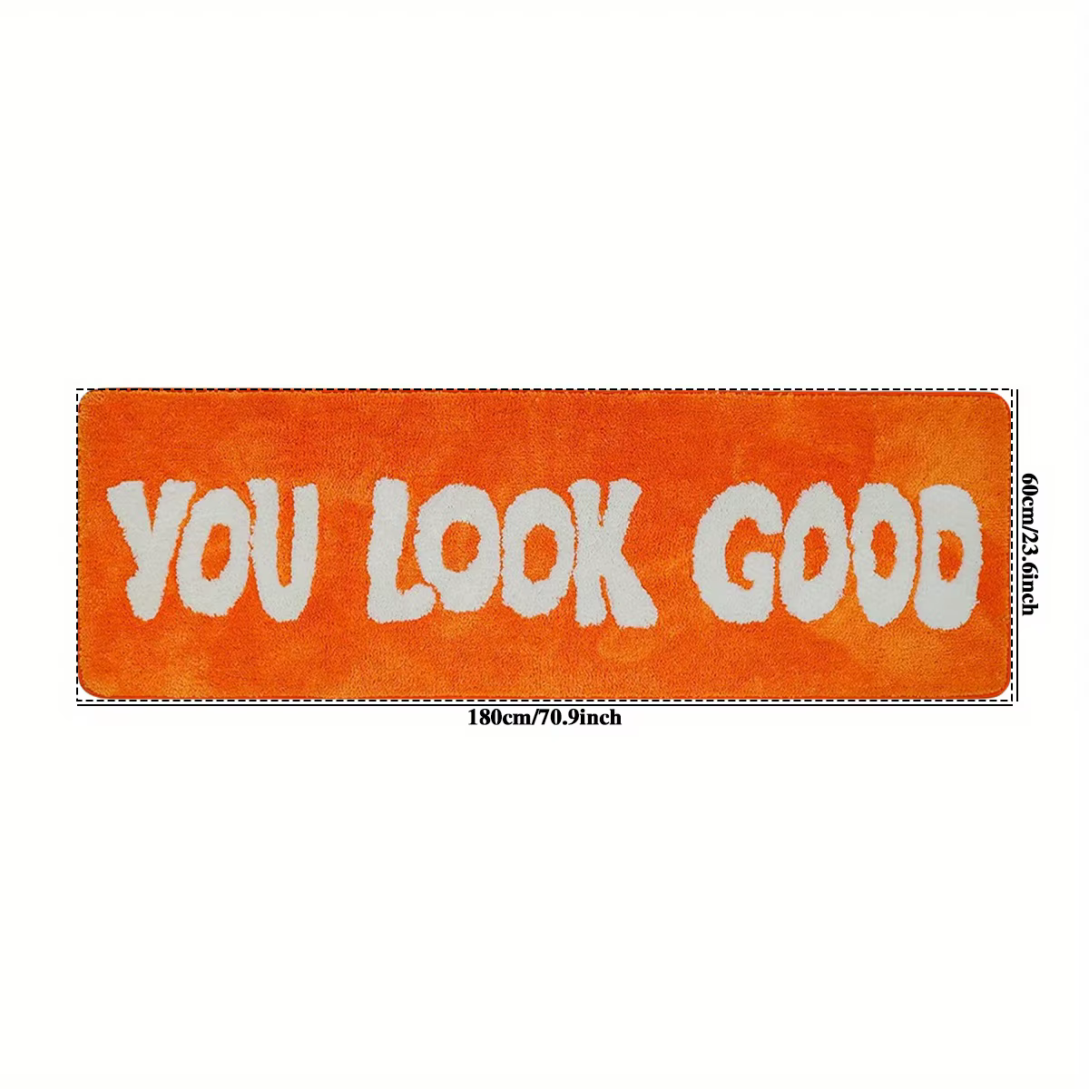 VIKAMA “YOU LOOK GOOD” Tapis de décoration simple pour la maison, orange, antidérapant et anti-salis