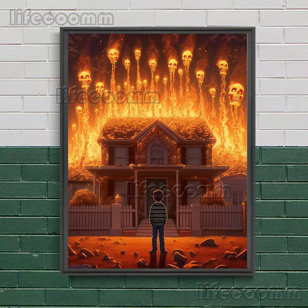 Château mystérieux et maison hantée, toile d'art mural Vintage, peinture de fantômes vivants dans la