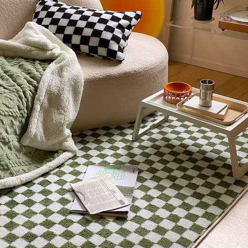 Tapis de Style japonais pour salon, décor minimaliste de chambre à coucher, à carreaux, en damier, p