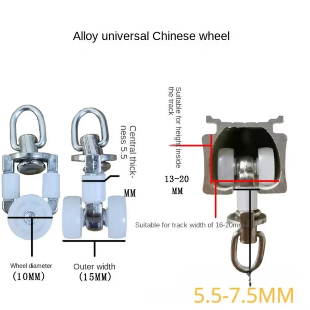 Roues Métalliques pour Rideaux, Crochets Silencieux, Rouleau de Piste Multifonctionnel, Rail de Drap