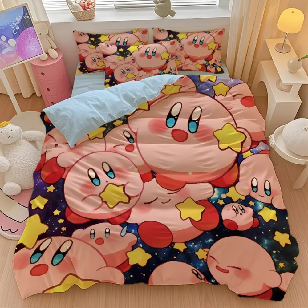 Housse de couette rose à étoiles, taie d'oreiller, literie, décoration de chambre, cadeau pour enfan