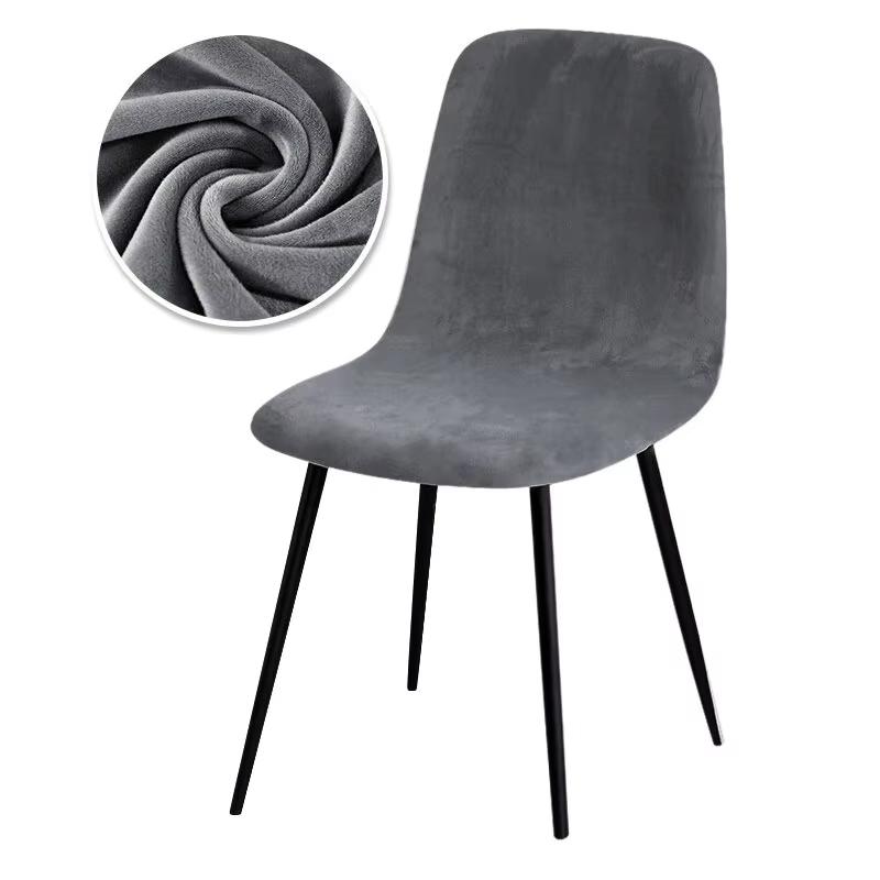 Housse de chaise à dossier court en velours, extensible, élastique, pour salle à manger, Bar, bureau