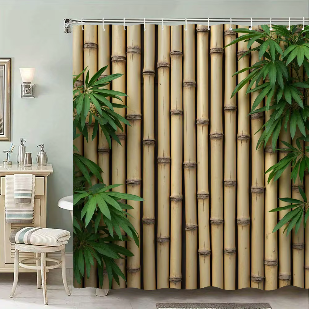 Rideau de douche imperméable forêt de bambou, pour décoration de salle de bain, Design inspiré de la